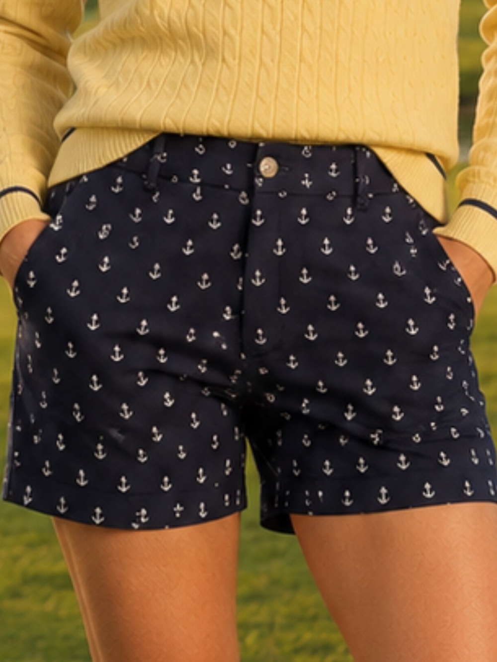 J. Crew factory military inspired nautical anchor city fit shorts in size 0